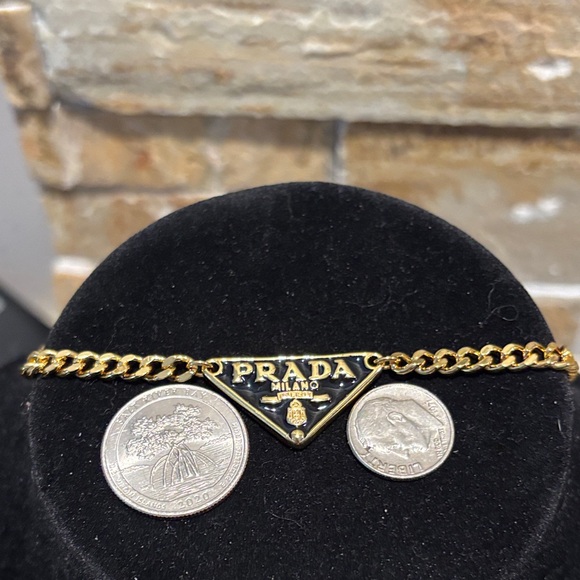 Gold-Tone Designer Triangle Logo Pendant Necklace - Women - Picture 5 of 5